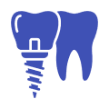 Dental implant and tooth illustration.
